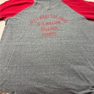 Torrid Gray and Red Long Sleeve Graphic Tee.